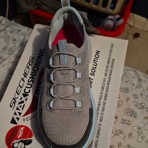 Skechers Light Gray and Sky Blue Sneakers